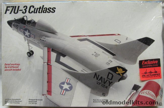 Testors 1/72 F7U-3 Cutlass - VF-124 USS Hancock / VC-3 Moffet Field / VX-3 NAO Test Station - (F7U3) - (ex Fujimi), 345 plastic model kit